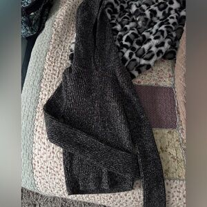 black and white sweater with a hood